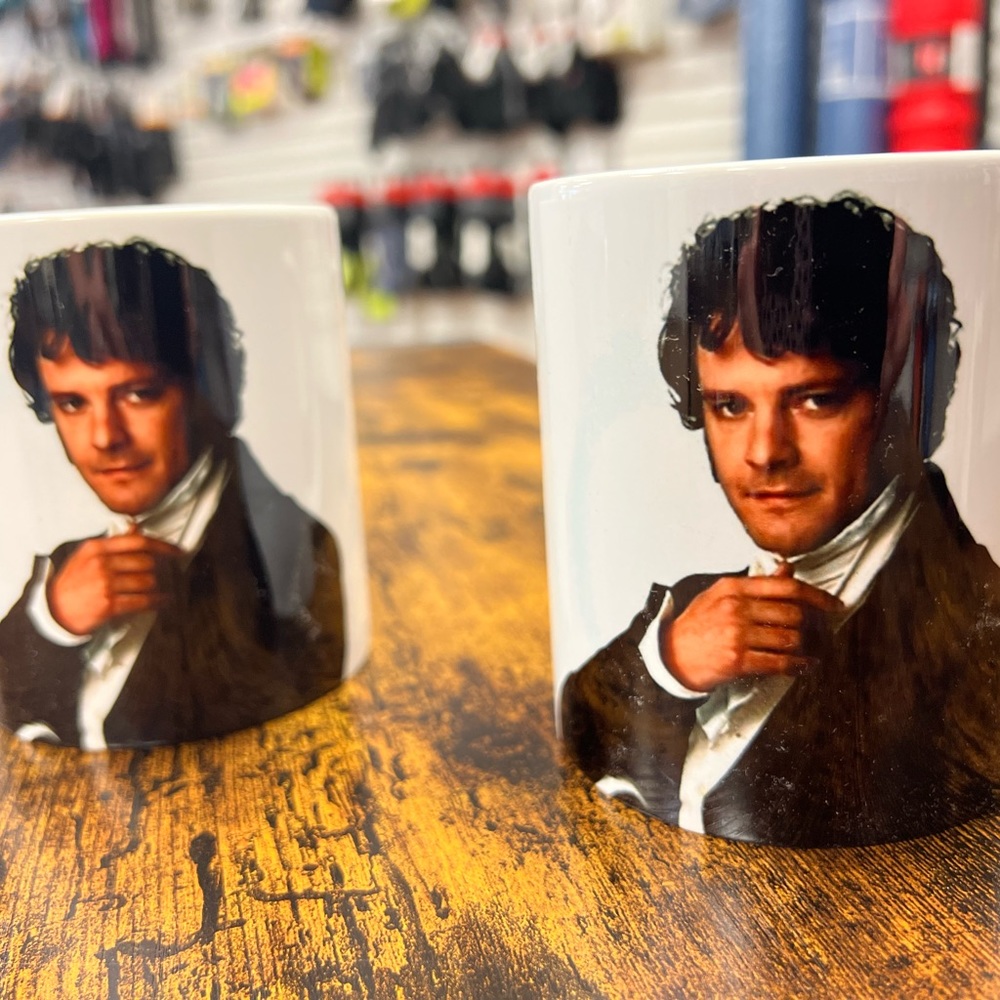 Coffee mug(s) with Colin Firth as Mr. Darcy